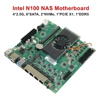 Carte mère NAS Intel N150 N100 de 12e génération, 6 baies, 6*SATA3.0, 4*2.5G I226, 1*PCIE X1, 1*DDR5, 170x170mm, pare-feu de routage, carte mère ITX