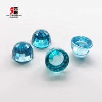 Pierre de zircone cubique Baifu 4A Aquamarine, taille balle facettée, dos plat, taille et couleur personnalisables