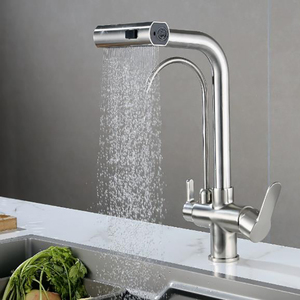 Robinet de cuisine moderne en acier inoxydable, <span class=keywords><strong>mitigeur</strong></span> rétractable chaud/froid pour eau potable purifiée, à poser sur plan - Product Image 2