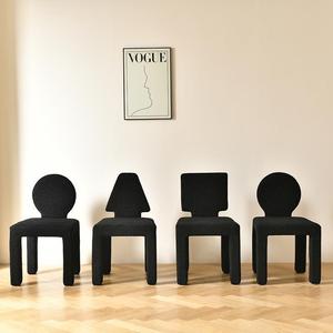 Silla Nórdica Creativa de Estilo Moderno <span class=keywords><strong>y</strong></span> Minimalista, Popular en Internet, sin Brazos, con Respaldo Tapizado en Tela, Diseño Alien en Metal Negro - Product Image 1