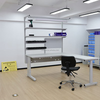 Mesa de Trabajo Antiestática Detall ESD con Superficie Laminada y Tomas de Corriente Integradas para Talleres de Reparación de Computadoras