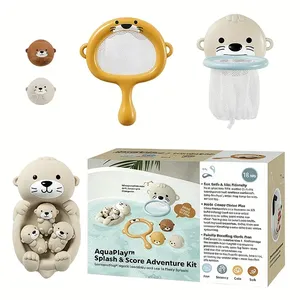 Ensemble de panier de basket flottant Otter Bath avec ventouses et balles, jouet aquatique pour bébé, cadeau pour enfants - Product Image 1