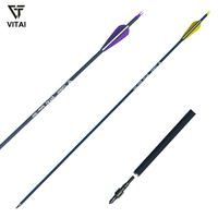 Flèches de tir à l'arc en gros pour l'extérieur, 30 pouces, spine 500, carbone mixte avec pointes en acier pour arc classique et tir sportif