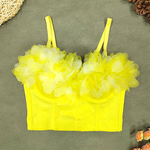 Top de tubo estilo chaleco para mujer, con diseño floral tridimensional y espina de pescado, moldeador de cuerpo, para uso exterior, ideal para <span class=keywords><strong>vacaciones</strong></span> <span class=keywords><strong>en</strong></span> la playa - Product Image 1