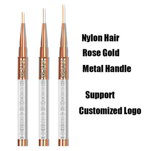 Pincel para decoración de <span class=keywords><strong>uñas</strong></span>, pincel para <span class=keywords><strong>uñas</strong></span> con diamantes de imitación, mango de Metal acrílico, pintura de oro rosa, delineador de Gel, <span class=keywords><strong>2022</strong></span> - Product Image 2