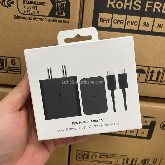 2025 New Factory Original T4511 45W Super Fast Charger Type-C Adopt USB C Wall Charger India Plug for Samsung Galaxy S25 S24