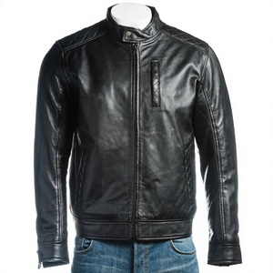 Winter High Quality Men's Trendy Slim Fit Leather <b>Jacket</b> Youth Casual <b>Fleece</b> <b>Lined</b> Quilted <b>Jacket</b> Coated Warm <b>Jacket</b> - Product Image 2