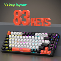 Teclado Mecánico para Juegos RAIKU GK83 de 83 Teclas, Interruptor Mecánico Real, Retroiluminación RGB, Soporte de Doble Etapa, Cable Desmontable para PC y Esports