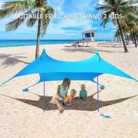 Auvent de plage pare-soleil tente de plage avec sac de sable de qualité Lycra Nylon tissu poteaux en fer-abri parfait pour le soleil