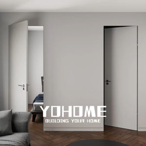 Porte intérieure sans cadre rouge de Foshan Top Manufacturer avec charnières invisibles, portes intérieures avec charnières invisibles, porte invisible apprêtée - Product Image 2