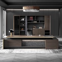 Bureau de direction simple et moderne, table et chaise de président, bureau en L commercial, luxe léger