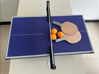 Table de ping-pong professionnelle compacte de 55 cm pour bureau, avec cadre rouge et plateau en MDF, idéale pour la réduction du stress au bureau.