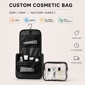 Large Travel Toiletry Bag Portable Inside Pvc <strong>Pouch</strong> 2pcs Kit <strong>Vanity</strong> Bag Leather Wash Bag for Men - Product Image 1
