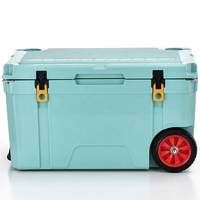Glacière portable écologique à roulettes 65QT, coque rigide, double loquet, isolation en mousse PU, maintien de la glace pendant 7 jours pour aliments et boissons