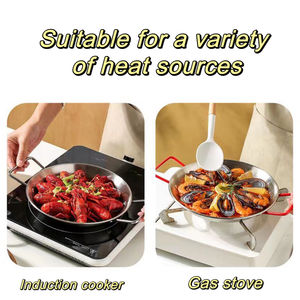 Poêle à <span class=keywords><strong>paella</strong></span> double anse en acier inoxydable antiadhésive style coréen populaire <span class=keywords><strong>pour</strong></span> restaurant, compatible lave-vaisselle - Product Image 2