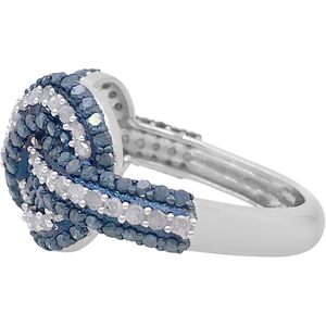 Infinity Ring 1.74 Cttw Round Cut Natural White And Color Enhanced Blue Diamond Pave Setting 925 Sterling Silver Women's - Product Image 2