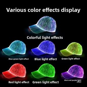 Gorra de Béisbol Luminosa con Luces LED de 7 Colores Personalizables, Recargable por USB, con Fibra Óptica Brillante para Fiestas - Product Image 2