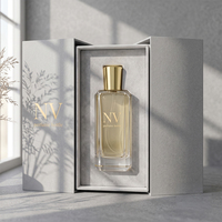 Flacons de parfum rectangulaires en verre teint sur mesure, flacons de parfum vides haut de gamme, pompe dorée métallique, vente en gros