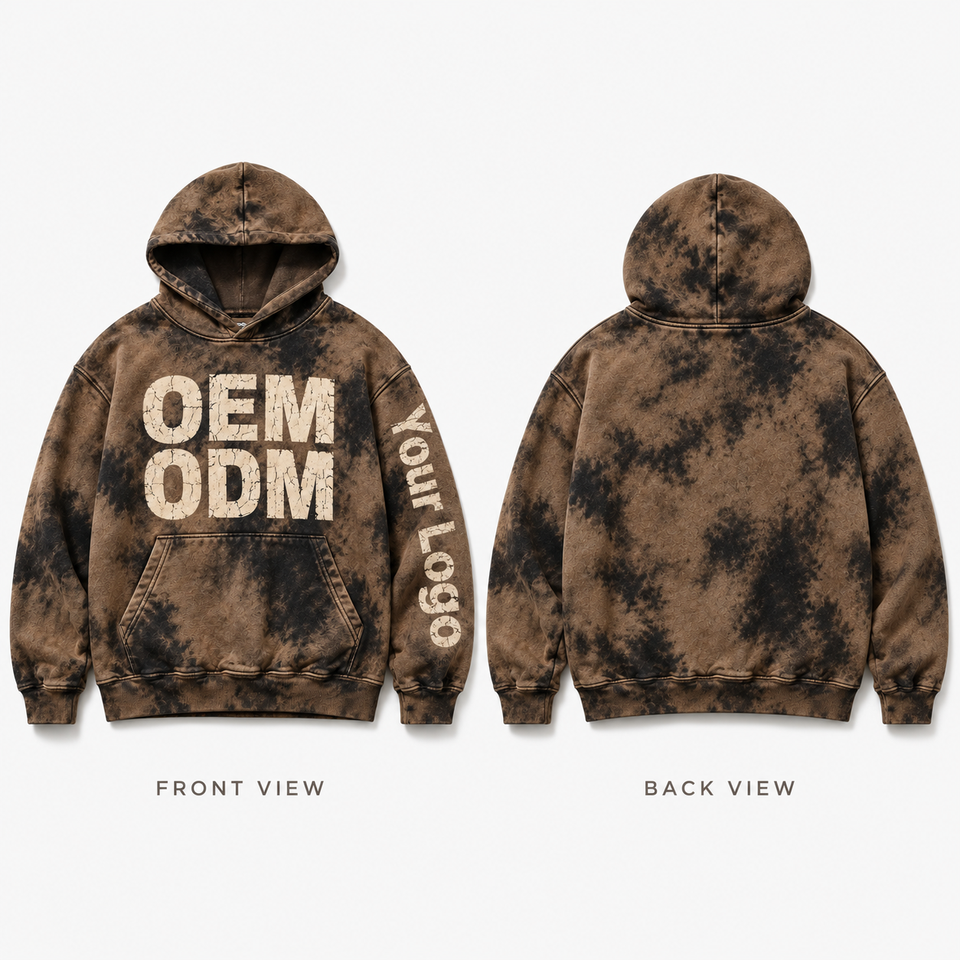 Custom Men Oversized Pullover Hoodie Acid Wash Tie Dye Letter Print ...