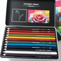 Crayons de couleur de qualité supérieure, 12 couleurs, avec boîte en métal, pour artistes, étudiants, dessin, peinture et fournitures artistiques, dessin et peinture pour enfants