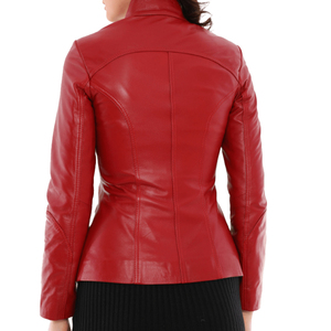 Nouvelle Veste en Cuir Rouge pour Femme 2026, Faite à la Main, Classique, en Véritable Peau de Mouton, Chaude et Douce - Product Image 4