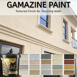 Peinture Gamazine colorée effet pierre texture bleu jaïra pour revêtement mural extérieur et finition décorative de façade pour boutique et maison d'hôtes - Product Image 1