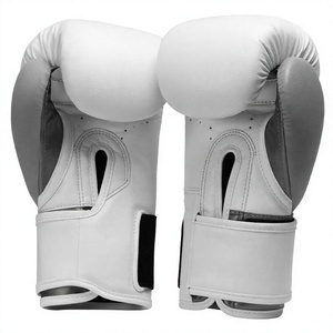 Gants de boxe en cuir PU blanc, à doigts entiers, pour MMA, Muay Thai, Sanda, antidérapants, avec fermeture au poignet, personnalisables, 6 oz - Product Image 1