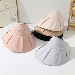 Sombrero de sol plisado para mujer, ajustable, para ciclismo, playa, verano, protección UV, visera hueca para exteriores - Product Image 1
