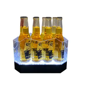 ถังน้ำแข็งใสปิดผนึกด้วยน้ำแข็งกล่องใส่ไวน์ถังใส่น้ำแข็งสำหรับปาร์ตี้ปาร์ตี้ KTV บาร์กล่องเบียร์ทำน้ำแข็งแบบ LED