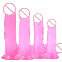 Vente en gros de gros dildo réaliste en silicone, pénis masculin, dildo en gelée de cristal pour femmes et couples, jouet sexuel naturel