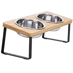 Ensemble de bols portables et élégants pour nourriture et eau pour chat, utilisation en intérieur, design surélevé en acier inoxydable - Product Image 3