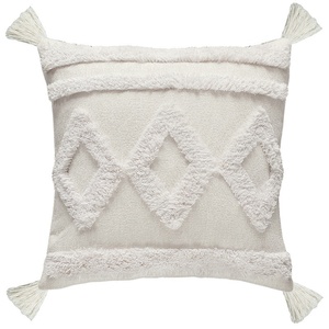 Taie d'oreiller blanche, 18x18 pouces, nouveau, style Boho, avec glands, Pom, <span class=keywords><strong>coussin</strong></span> torsadé, tissu en Chenille, couleur crème - Product Image 3