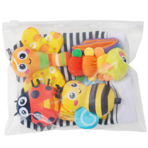 ชุดถุงเท้าและของเล่นเขย่ามือรูปแมลงและมหาสมุทรสำหรับเด็กทารก - ของเล่นเสริม<span class=keywords><strong>พัฒนาการ</strong></span>สัมผัสนุ่มนวล พร้อมกระดิ่งข้อมือและเสียงกรอบแกรบ สำหรับเด็กแรกเกิด <span class=keywords><strong>0</strong></span>-<span class=keywords><strong>1</strong></span> <span class=keywords><strong>ปี</strong></span> - Product Image 4