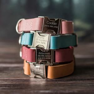 <span class=keywords><strong>Collar</strong></span> de perro de cuero con hebilla de Metal, Logo grabado personalizado, rústico - Product Image 4