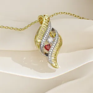 Nouveau collier de pierre de naissance avec nom personnalisé, bijoux de luxe imprimés en 3D
