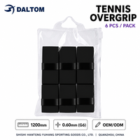 Surgrip de tennis ultra-adhésif pour raquette de badminton, double face, doux, absorbant la transpiration, lot de 6, noir, fabrication OEM
