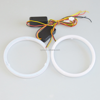 Accessoires d'éclairage automobile : Anneaux LED Angel Eyes Halo bicolores (blanc et jaune) de 110 mm pour feux de jour de conduite