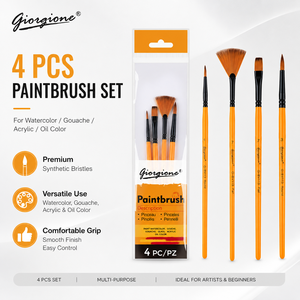 Set di 4 <span class=keywords><strong>Pennelli</strong></span> in Nylon Giorgione, <span class=keywords><strong>Pennelli</strong></span> per Artisti con Manico per Disegno, Artigianato <span class=keywords><strong>e</strong></span> <span class=keywords><strong>Pittura</strong></span> - Product Image 1