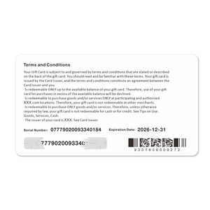 Top-Up Gift Card Double-Sided Digital Printing with <b>Gloss</b> Lamination Sample Design Custom Recharge for Shopping - Product Image 2