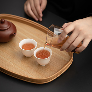 Bamboo <b>Tea</b> <b>Tray</b> Oval Square Shape Multifunctional Serving <b>Tray</b> For <b>Tea</b> Brewing Fruit Storage Dry Brewing Use - Product Image 4