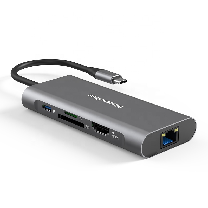 В продаже usb-концентраторы превосходное жизнь Blueendless BS-HC801 8in1 многопортовый концентратор c PD LAN HDTV Тип c концентратор 8 в 1 для MP ПК ноутбук