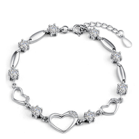 FY-SL17 Nouveauté Vente Chaude en Gros Bijoux en Argent 925 Bracelet Cœur Zircon pour Femmes