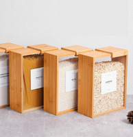 Distributeur de céréales en bambou durable et écologique, contenants de stockage hermétiques pour le garde-manger de la cuisine