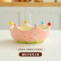 VENTE FLASH Plateau de rangement en céramique en forme de fruits style campagne française, ensemble de fourchettes colorées amovibles, écologique pour usage intérieur