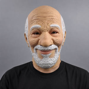 Masque en latex réaliste de vieil homme, style Oncle Milo, visage <span class=keywords><strong>chauve</strong></span>, barbe blanche, rides, masque intégral pour Halloween, durable - Product Image 1