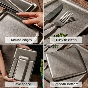 Plato de acero inoxidable para servir, para restaurante, barbacoa, pinchos, bandeja de Sushi, bandeja grande y poco profunda, platos de almacenamiento de alimentos para Cocina - Product Image 6