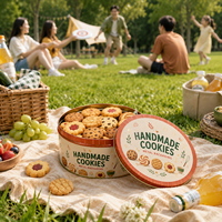 Boîte en métal ronde pour œufs enroulés, avec couvercle scellé en fer blanc à bord doré, recyclable, logo personnalisé, vente en gros, pour emballage de cadeaux de fêtes