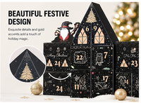 Caja Misteriosa Navideña de Lujo con Diseño de Castillo Negro, Caja de Regalo Personalizada OEM en Forma de Casa, de Cartón Rígido Corrugado, Color Dorado