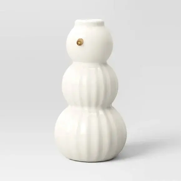 Piccolo pupazzo di neve di ceramica conica portacandele decorazione pupazzo di neve candelabro babbo natale portacandele