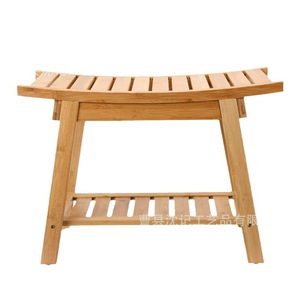 Bamboo <b>Bathroom</b> <b>Stool</b> With Storage Shelf Minimalist Design Non Slip Thickened For Towel And Soap Holder - Product Image 2